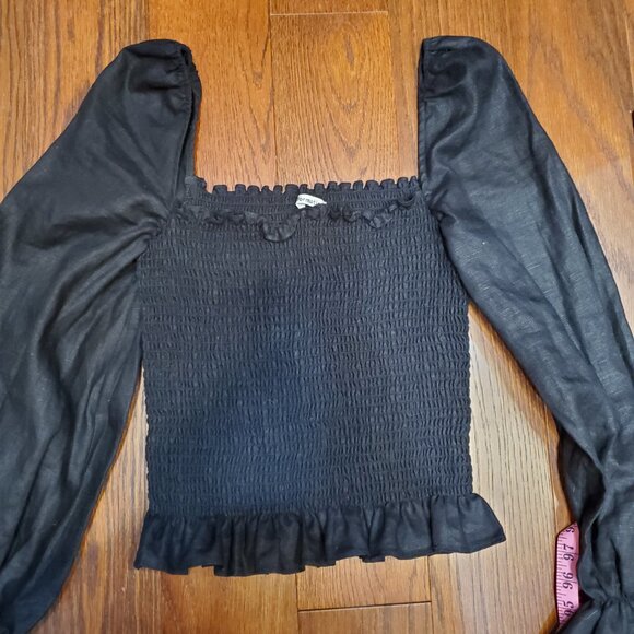 Reformation Black Smocked Blouse - Picture 5 of 12